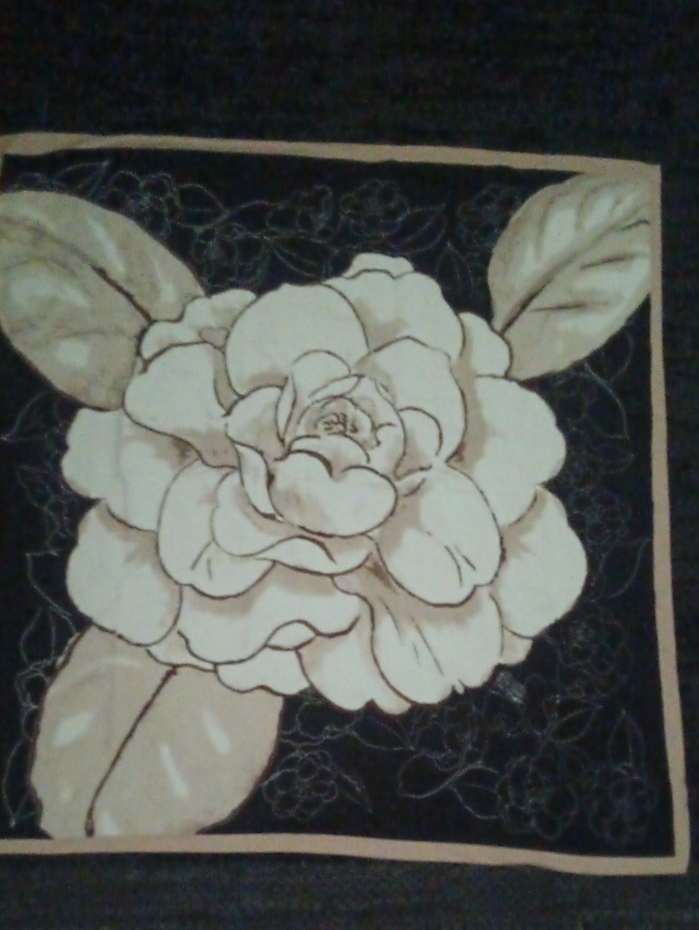 Neutral Floral Scarf- Beige and Black